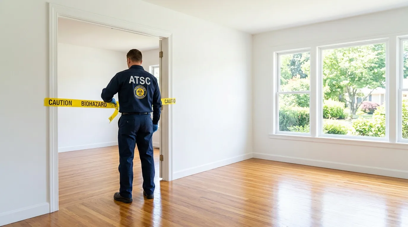 Certified biohazard cleanup crew performing Decomposition Cleanup in Three Lakes